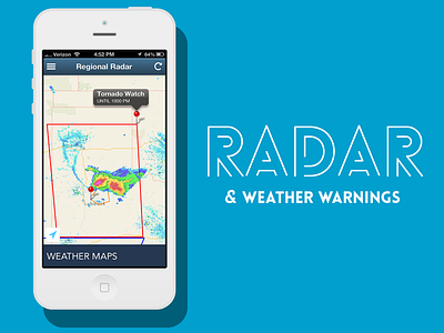 Radar+Warnings (iOS 6) ios iphone 5 radar tornado ui warnings watch weather weather warnings