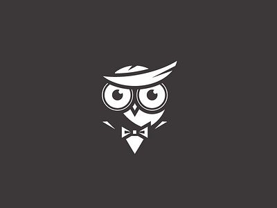 Party Seeker app black logo design logomark negative space owl party