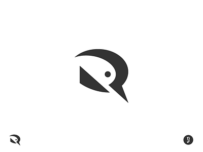 R + Bird bird logo design negative space r