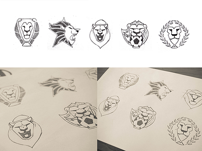 Logo Sketches football gambling lion logo design sketch