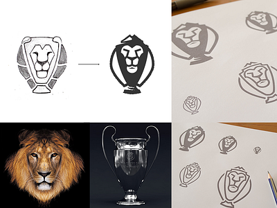 Logo Concept cup fantasy sports lion logo design mane soccer