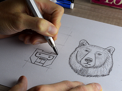 Bear Sketch animal bear design exercises logo design mark sketch