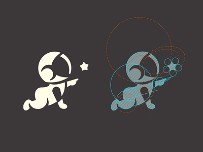 Little Explorer astronaut baby brand design exercises icon identity logo design mark monocromatic negative space simple design space symbol