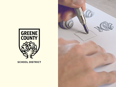 GC School District brand identity illustration logo design mark school shield students symbol tree