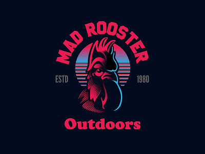 Mad Rooster Outdoors 80s style animal illustration design design exercises illustration poster design retro design rooster symbol typography vector