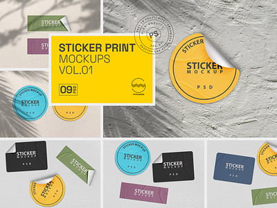 Sticker Print - Mockups vol.01 3d mockup print sticker