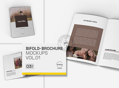 Bifold Brochure - Mockups Template 3d bifold brochure design frame mockup mockups photoshop psd scene
