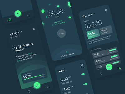 Alarm Clock for Entrepreneurs 2020 adobe xd alarm alarm app alarm clock app green minimal mobile ui rounded ui design ux design