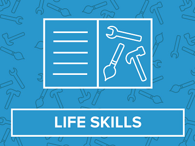 Life Skills | Blog category illustration blog book button hammer paintbrush skills tools wrench