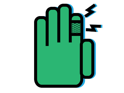 Hand of Pain bandaid blue green hand illustration lines pain