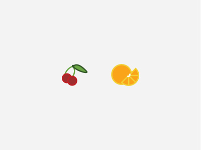 Red+Orange cherry flat fruit icon illustration orange