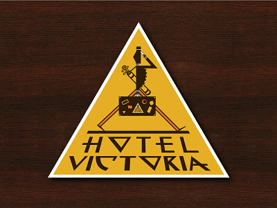 Hotel Victoria - Vintage Luggage Label badge bellboy hotel illustration luggage suitcase travel typography