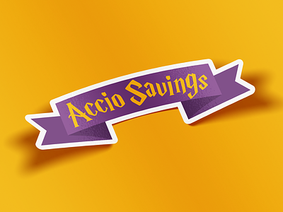 Accio Savings Sticker fun harry potter illustration purple retailmenot sticker stickermule typography yellow