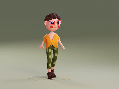 Cute 3D Boy Walk 3d 3d animated character 3d animation 3d character 3d character design 3d character nft 3d character walking 3d design 3d graphics 3d grass 3d illustration 3d motion 3d nft 3d walking character with glasses colors cool cute nft design walking animation