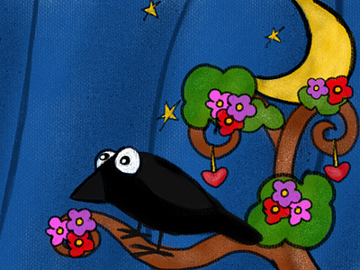 Procreate daily 2 bird flowers illustration night procreate