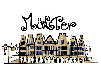 Münster Prinzipalmarkt haus home illustration muenster münster old procreate yellow