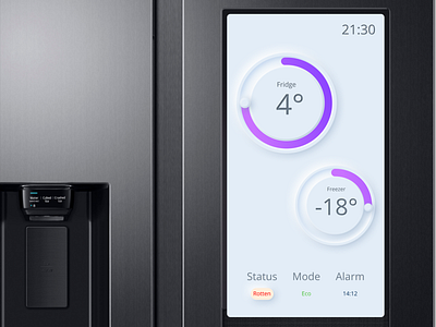 Refrigerator Screen UI/UX Design design figma fridge interface internet of thinks neumorphism smart home ui ux