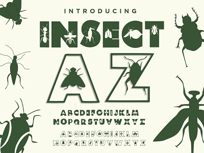 INSECT AZ FONT bold decorative display font insect number text type