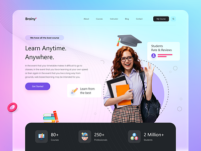 E-Learning Landing Page app art branding design elearning illustration logo online learning typography ui ux vector web ui