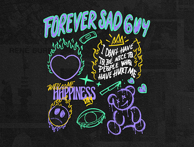 FOREVER SAD GUY - Streetwear Design no.1 apparel clothing illustration streetwear t shirt tshirt design