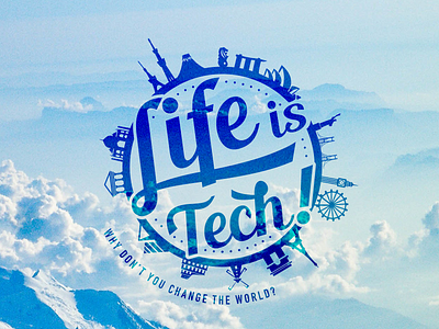 Life is Tech ! Global Logo blue global illustrator landmark logo silhouette world