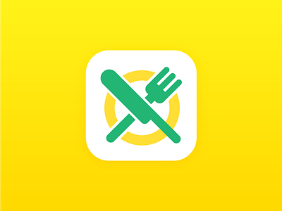 Flat Food Icon food fork green icon knife pictogram yellow
