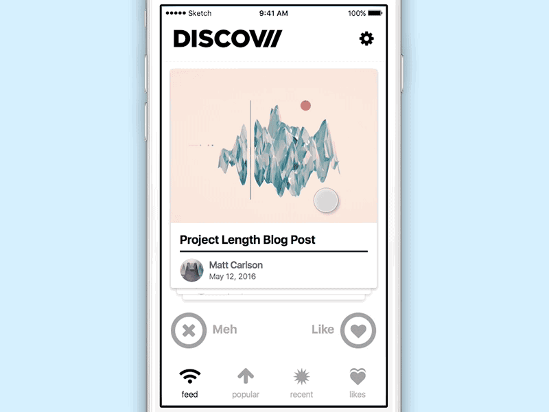 Discov Swipe Interaction app cards interaction ios iphone swipe ui ux