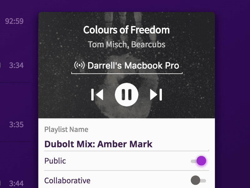 Spotify Connect on Dubolt audio controls music player playlist spotify
