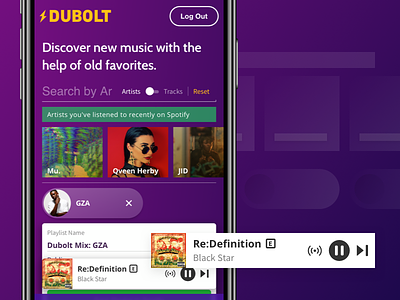 Dubolt Mobile Optimization interaction music responsive design responsive layout spotify ui web app web design