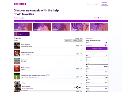 Dubolt redesign desktop app design interaction music spotify tracklist ui ui design visual design web app