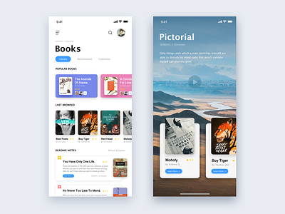 Reading&Books application interface app design ui
