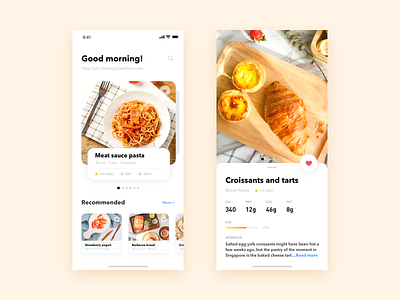 The Interface of Breakfast app design ui