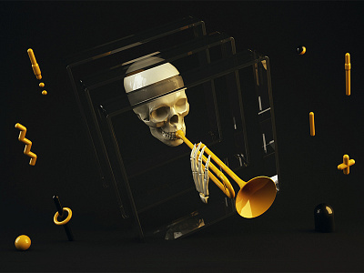 Skeleton Trumpet HQ 3d cinema4d digital art skeleton trumpet vray
