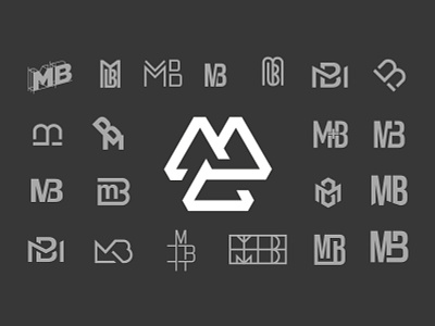 MB Monogram Logos bm branding clear dark grey illustration logo logotype mb modern monogram monogram design monogram logo simple vector white