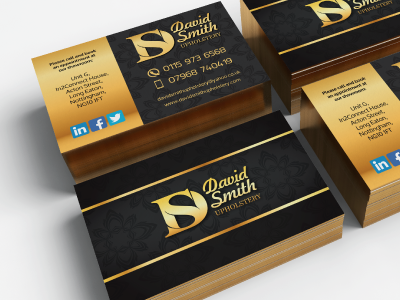David Smith Upholstery Business Cards business cards foil gold gold foil mockup upholstery