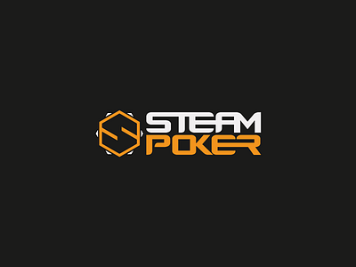 Steam Poker Logo dark gambling logo logotype orange poker