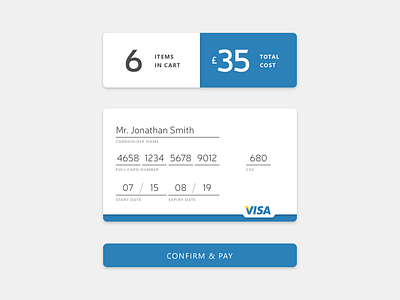 Payment Screen blue card digits gray grey input light payment ui ux visa white