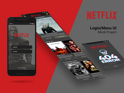 Netflix UI Design app branding figma grey icon illustration login mobile mobile app mobile app design red ui ui design ux vector