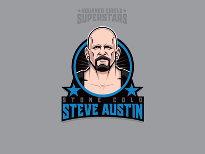 Squared Circle Superstars: Stone Cold Steve Austin illustration portrait stone cold steve austin vector wrestling wwe