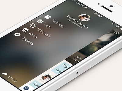 Couple App iOS 7 Menu app avatar calendar chat couple ios 7 location menu photos profile settings to do lists