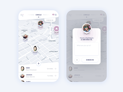 Location Check In app application clean design ios material design minimal ui ux