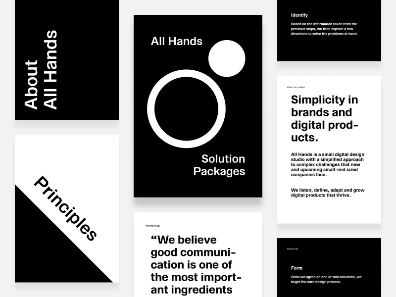 All Hands – Solution Packages clean design agency design studio gif minimal minimal design print design proposals solutions studio