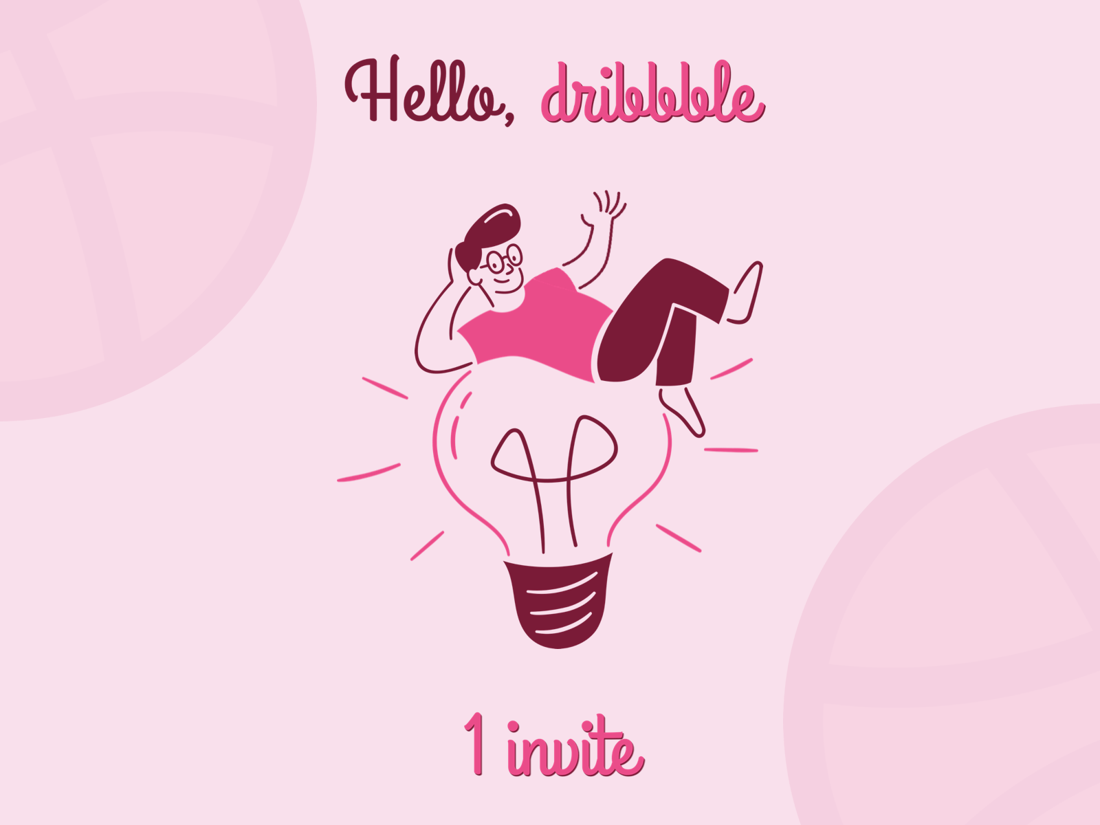 Hello, dribbble! 1 invite animation flat illustration minimal vector