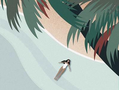 floating 2d adobe illustrator earth girl graphic design illustration nature ocean summer tropical vector