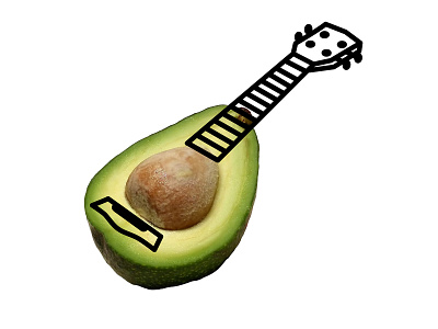 Avocado Ukulele avocado concept art design fun illustration lineart qingshanyu simple ukulele