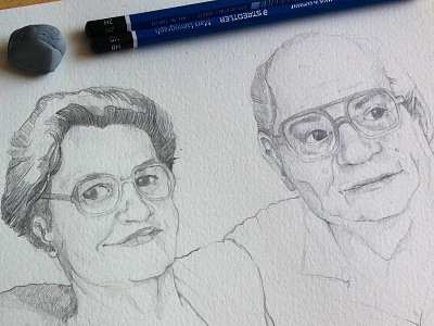 Abuela y Abuelo art drawing pencil portraits sketch