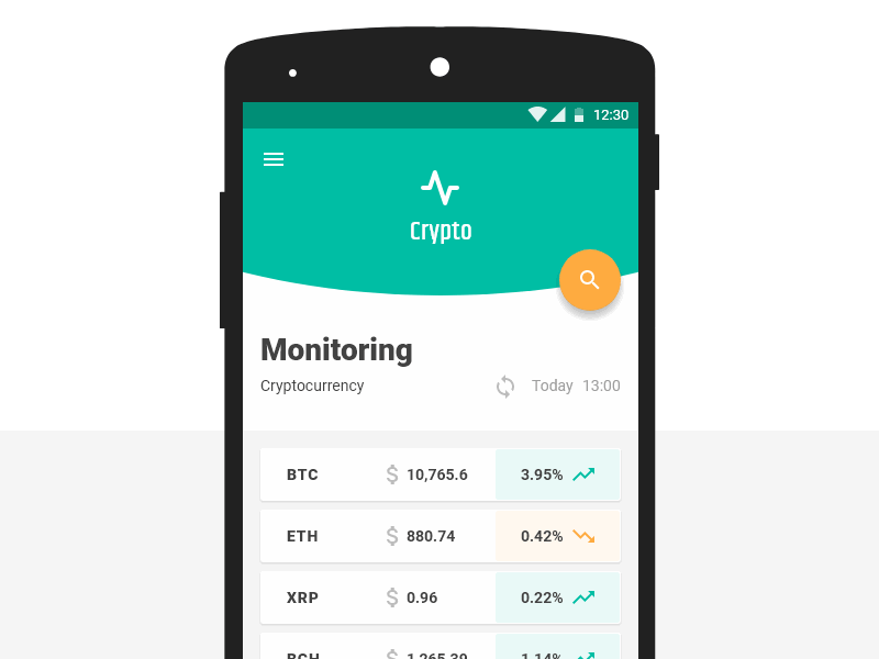 Crypto app bitcoin crypto cryptocurrency ethereum litecoin material mobile monitoring ripple