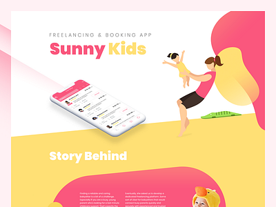 Sunny Kids 🍬 app booking freelancing kids landing page web