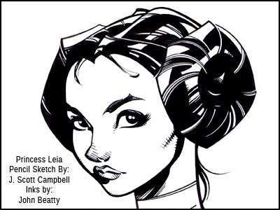 Dribble Shot 002 brush inking pen inking princess leia