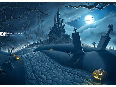 Halloween creepy night cemetery creepy ghost halloween holiday horror moon night pumpkins witch zombie